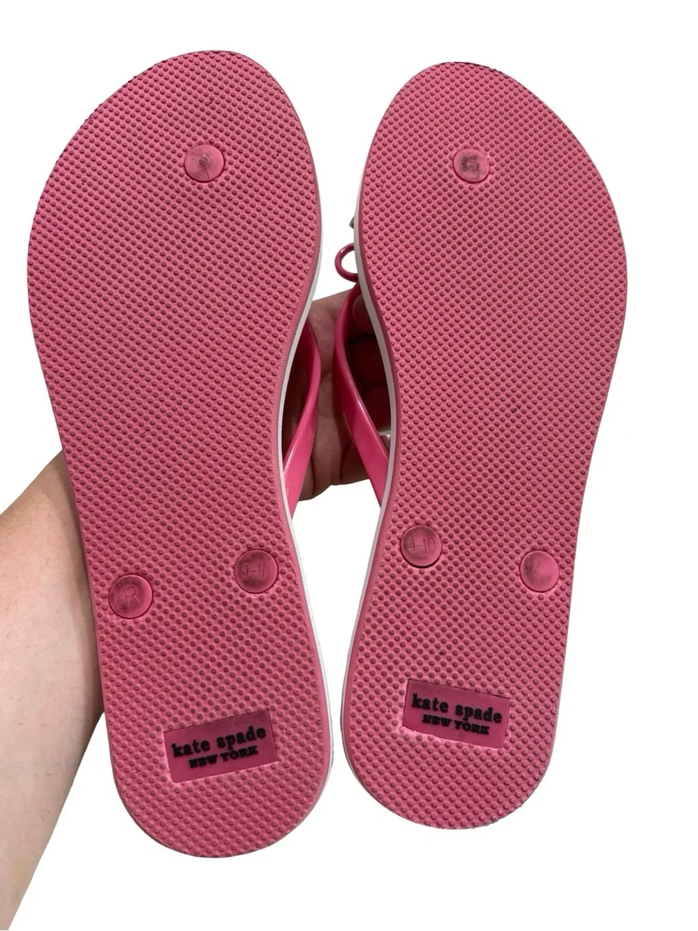 Kate Spade New York Floral Bow Flip Flops Pink Thong Sandals Women’s Size 9/10